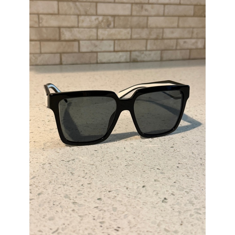 Prada Milano SPR 24Z 54-16 Two-Tone Sunglasses Black Frame with White Temples
